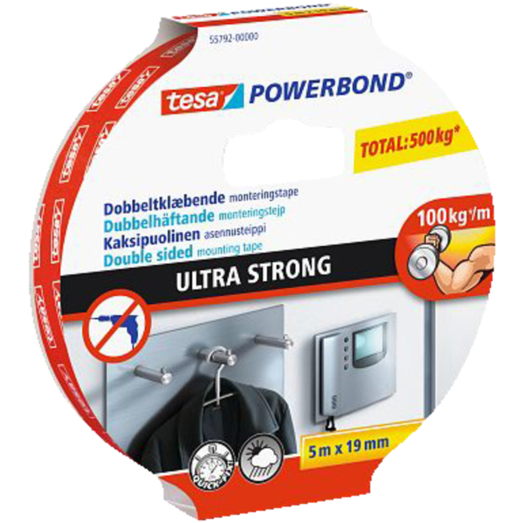 Tesa® Powerbond Ultra Strong dobbeltklæbende monteringstape 19 mm