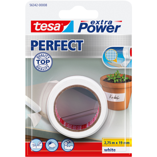 Tesa® extra Power Perfect hvid 2,75 m x 19 mm