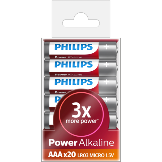Philips Alkaline LR03/AAA batteri 20 stk.
