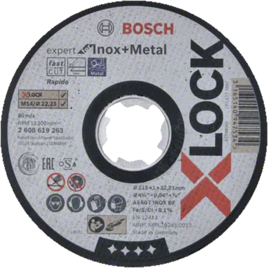 Bosch X-Lock Expert Inox og Metal skæreskive lige 115x1 mm