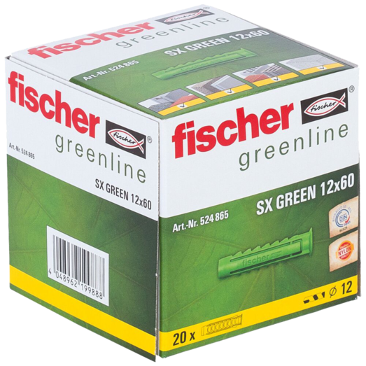 Fischer SX Green dyvel m/krave 12x60 mm 20 stk