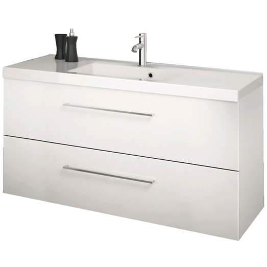 Scanbad Multo+ vaskeskab m/ Aura vask 120 cm højglans hvid