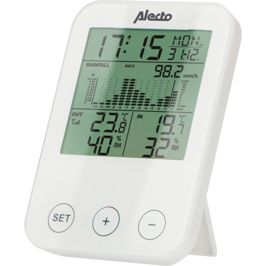 Alecto WS-1200 vejrstation med tråløs regn- og fugtighedsmåler hvid