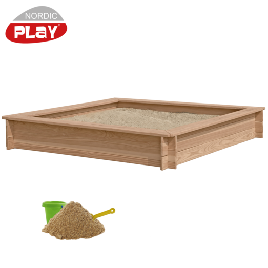 Nordic Play sandkasse lærketræ inkl. 240 kg sand 150x150 cm