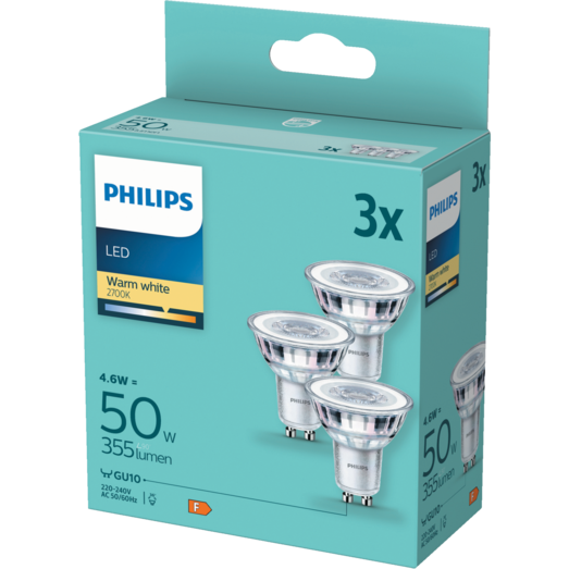Philips Spot LED pære GU10 50 W 3-pak