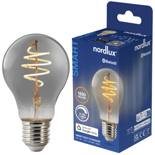 Nordlux smart pære LED E27 A60 4,7W røgfarvet