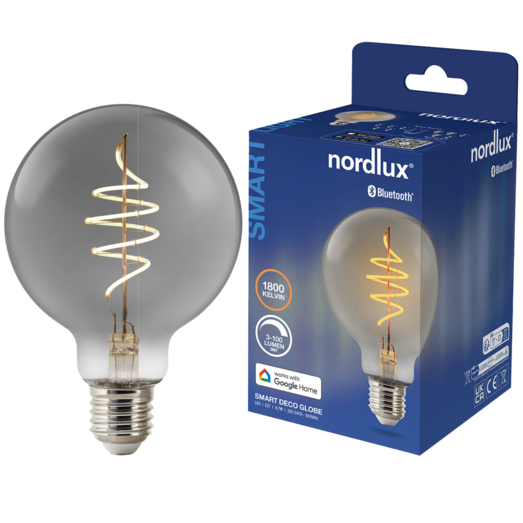 Nordlux smart pære LED E27 G95 4,7W røgfarvet