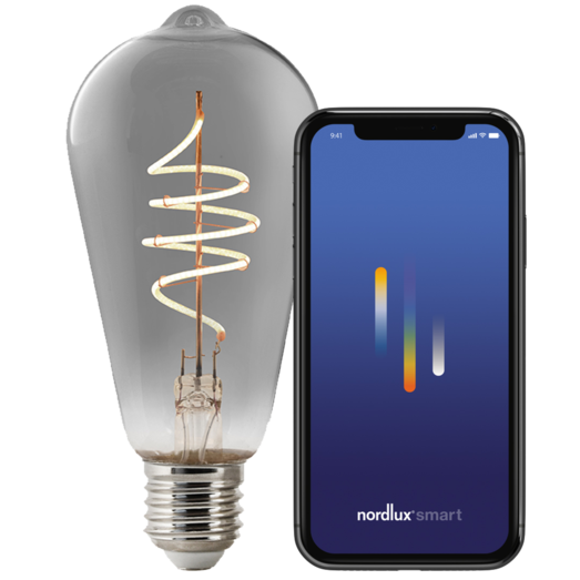 Nordlux smart pære LED E27 ST64 4,7W røgfarvet