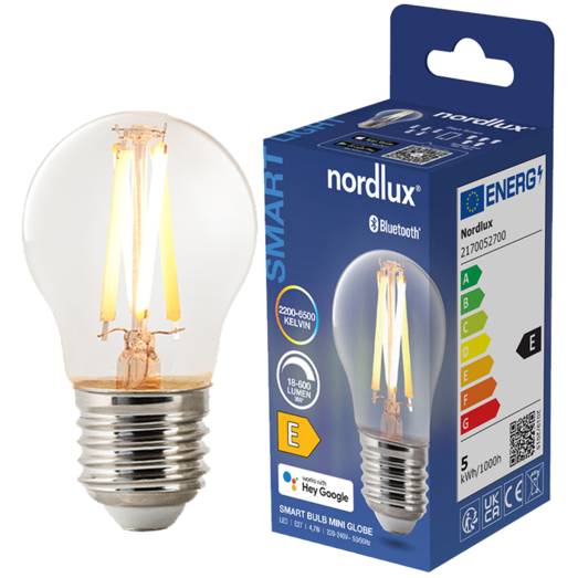 Nordlux smart pære LED E27 filament G45 4,7W klar