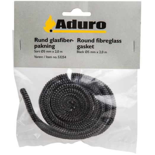Aduro rund sort glasfiberpakning 2,0 Meter