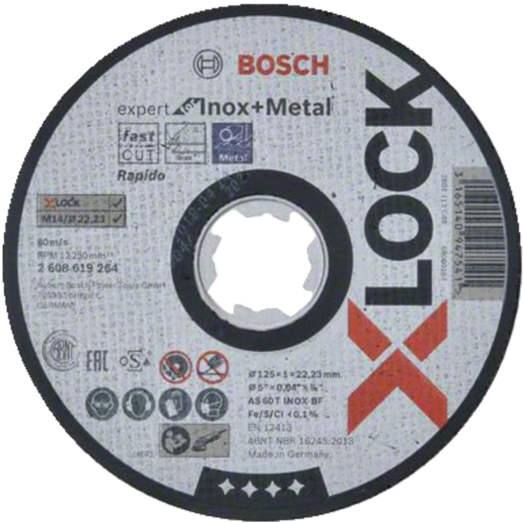 Bosch X-Lock Expert skæreskive for Inox og Metal lige 125x1 mm