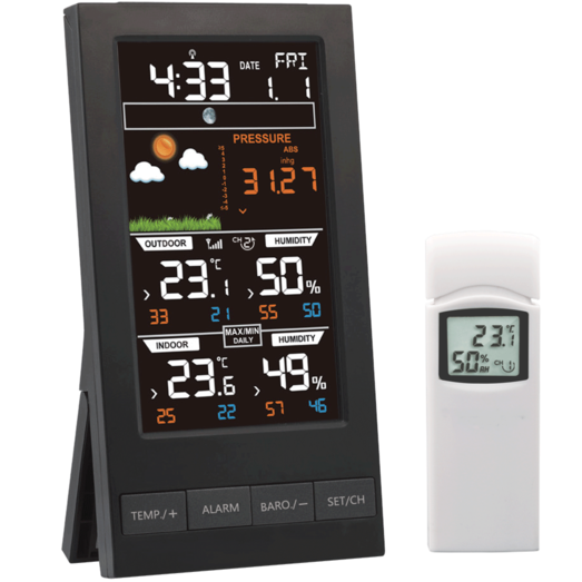 Agimex vejrstation m/temperatur, fugt og barometer