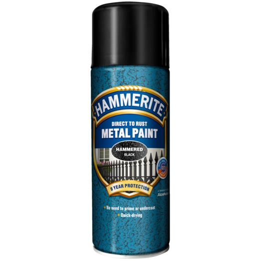 Hammerite effekt metalmaling spray sort
