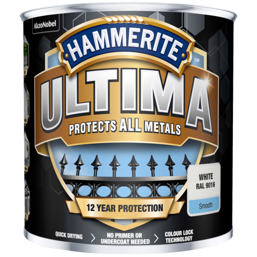 Hammerite Ultima rustbeskyttelse 12 års RAL 9016 hvid