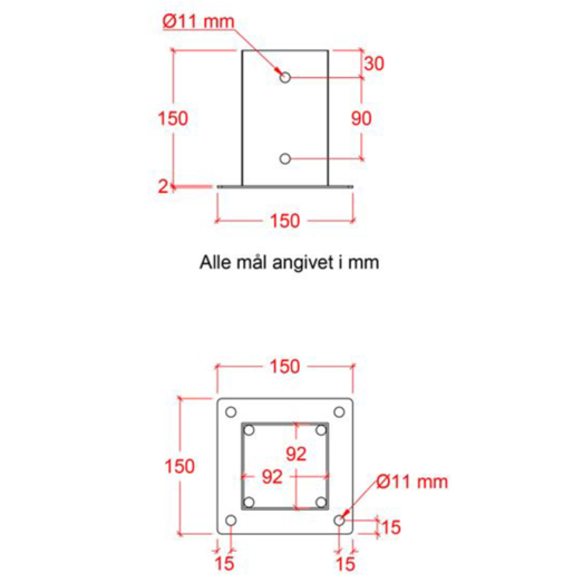 Plus Cubic stolpefod t/fundament varmgalvaniseret