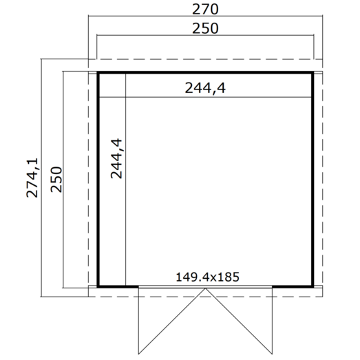 Kibo hytte/redskabsrum med dobbeltdør og topvinduer 5,97 m²