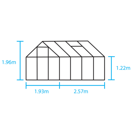 Halls Popular 86 drivhus sort med delt glas 5,0 m² 