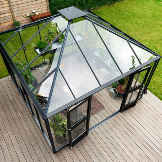 Juliana Oase drivhus antracit/sort med hærdet glas 13,5 m²