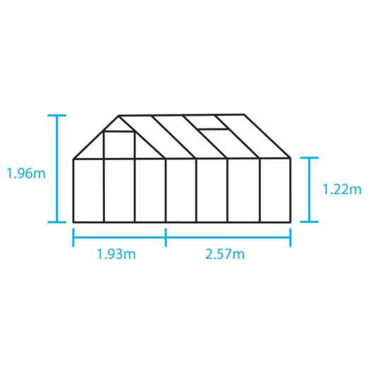 Halls Popular 86 drivhus sort med hærdet glas 5,0 m²