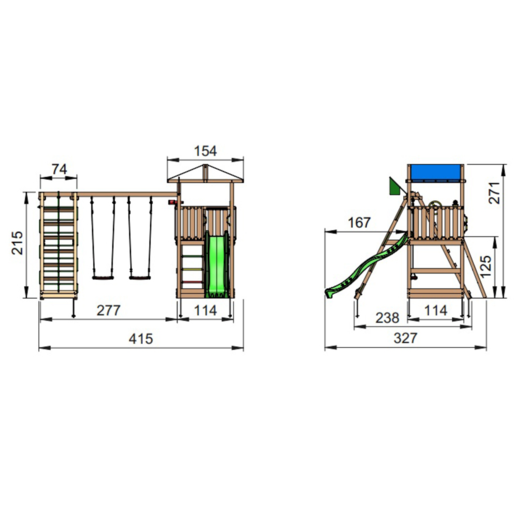 Jungle Gym Hut legetårn m/climbmodul