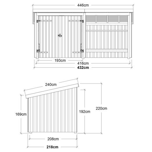 Plus Nordic Multi havehus 9,5 m² 2 moduler med dobbeltdør og åben front