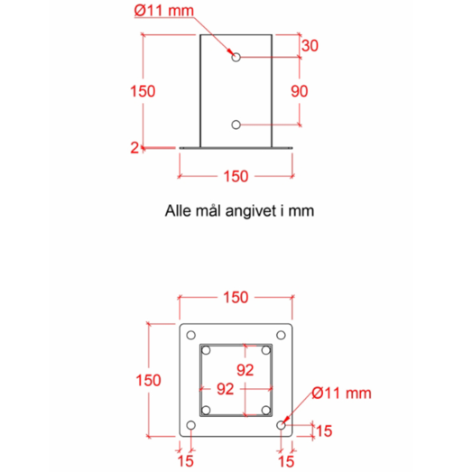 Plus Cubic stolpefod t/fundament sort