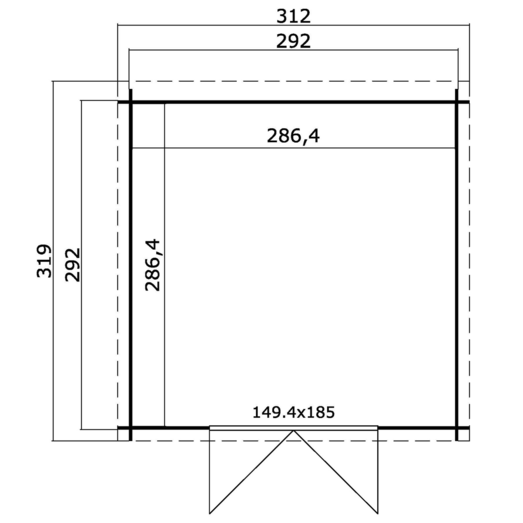 Sacramento hytte med dobbeltdør, 8,2 m²