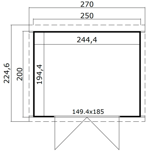 Zambezi 3 skur med dobbeltdør, 4,75 m²
