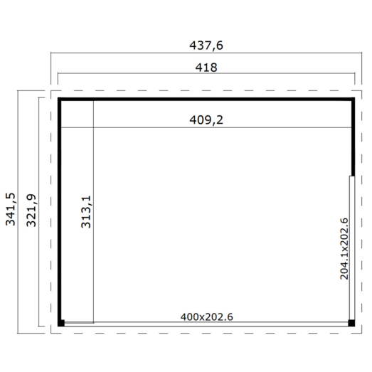 Domeo 4 hytte med skydedør og vinduer, 12,82 m² (2 sortering)