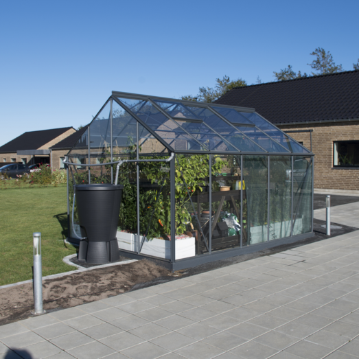 Elmholm Standard drivhus antracit med hærdet glas, inkl.sokkel 9,75 m²