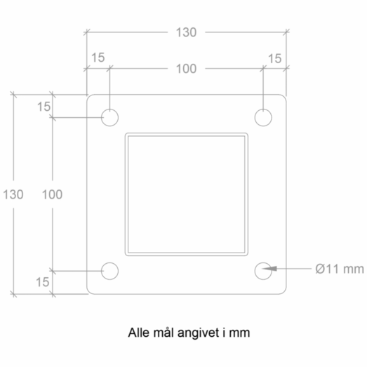 Plus stålstolpe m/fod 80x80 mm galvaniseret