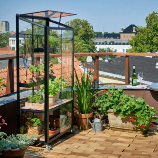 Juliana Urban City Greenhouse vægdrivhus sort med hærdet glas 0,32 m²