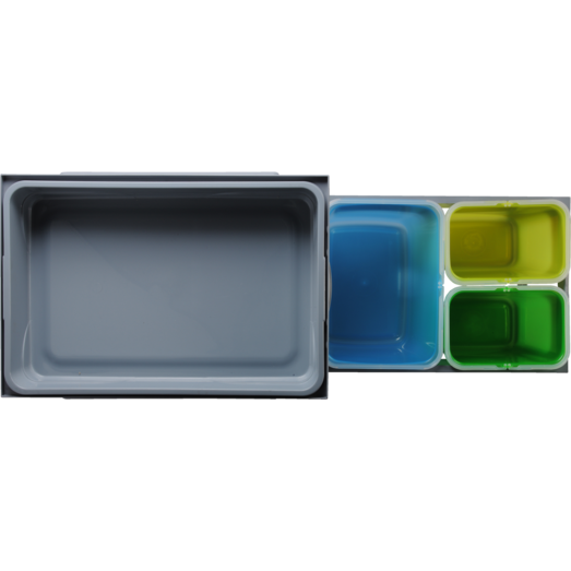 Grå affaldssystem på udtræksskinner 1x16 L og 2x8 L