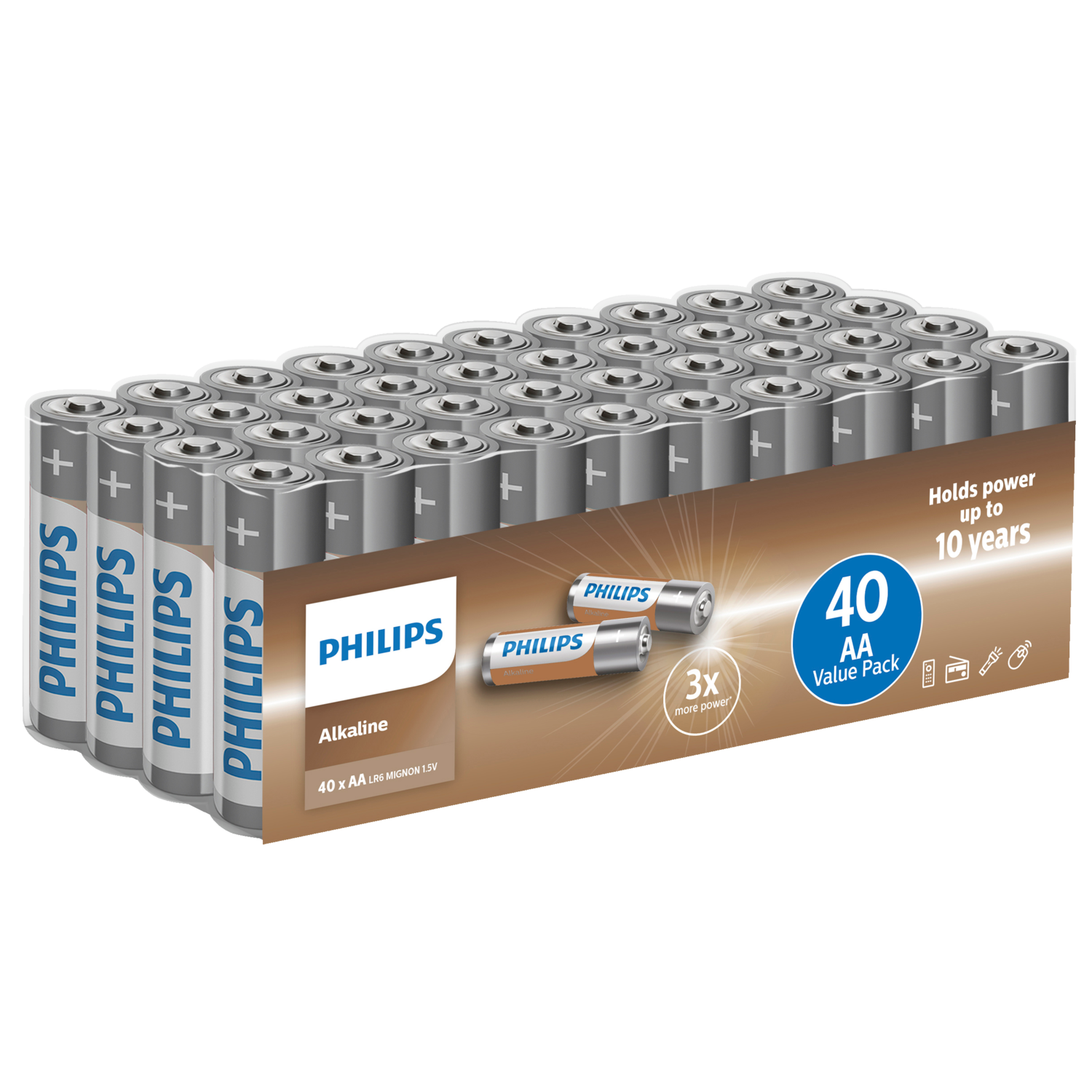 Philips Alkaline Lr6aa Batteri 40 Stk