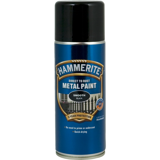 Hammerite glat-effekt metalmaling spray sort