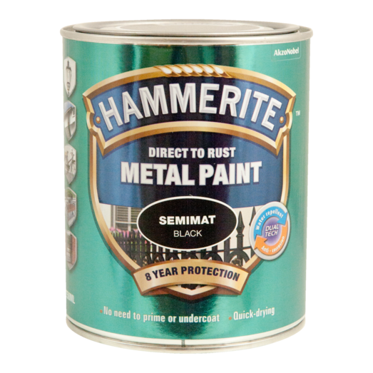 Hammerite Semimat metalmaling sort
