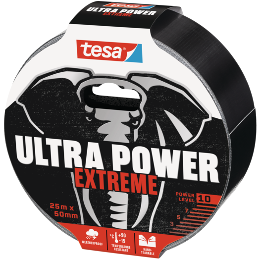 Tesa Ultra Power Extreme reparationstape 25 m x 50 mm sort