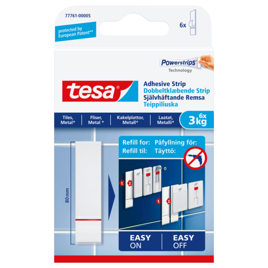 Tesa® dobbeltklæbende strips t/tapet og gips (3 kg) - 6-pk