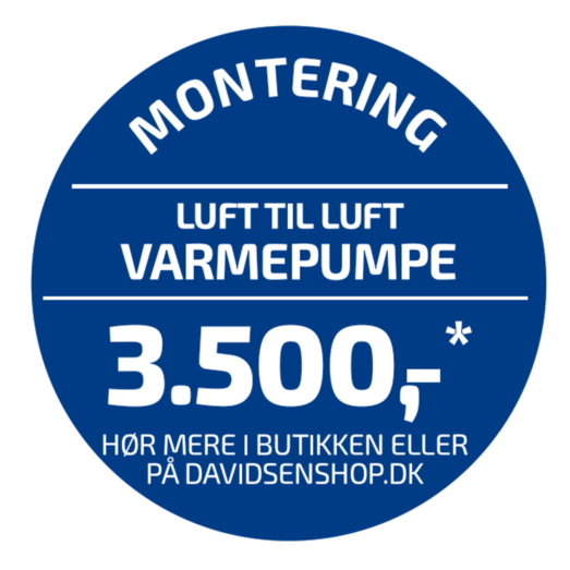 Standardmontering af luft-til-luft varmepumpe OBS: Der afregnes direkte med montøren, læs betingelserne