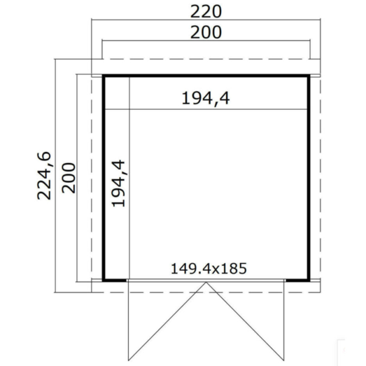 Zambezi redskabsskur med dobbeltdør, 3,78 m²