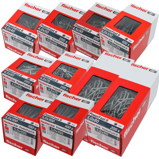 Fischer Powerfast II CTP spånskrue mixboks 10 kasser