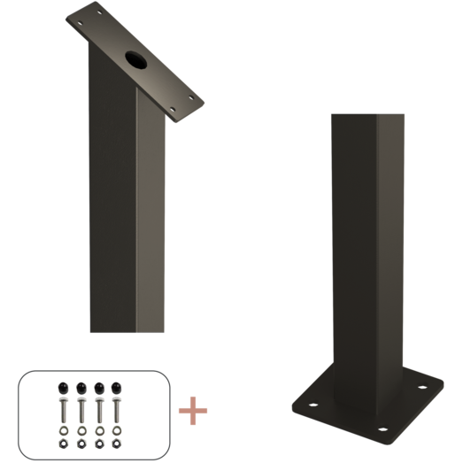 Plus Stålstolpe m/fod inkl. bolte  til trappe gelænder  4,5x4,5x87,1/80,4 cm sort