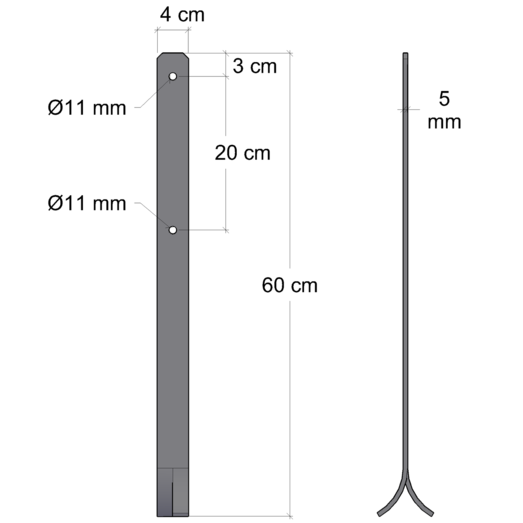 Plus Universale stolpefødder 4x60 cm  til nedstøbning  m/skruer sort