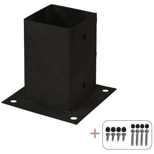 Plus Cubic Stolpefod  9x9 cm stolper  til fundament  m/skruer sort