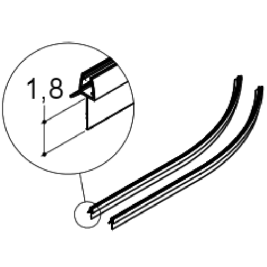 Scanbad Match drypliste til halvrunde døre 2 stk t/ E+F 81,5 cm