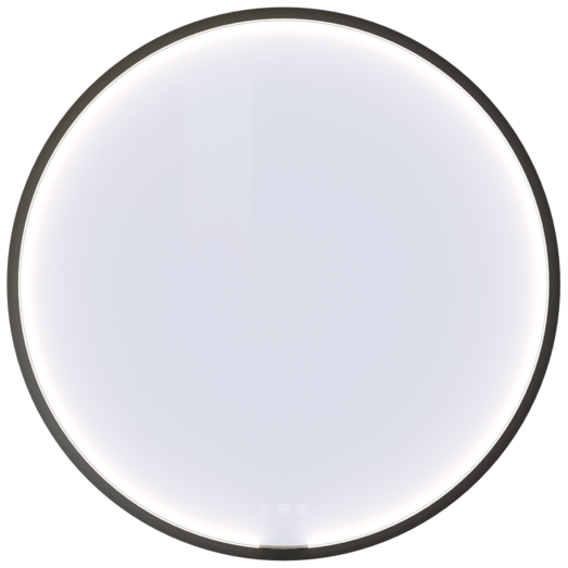 Scanbad Moon rammespejl Ø75 cm, sort, lysstyring