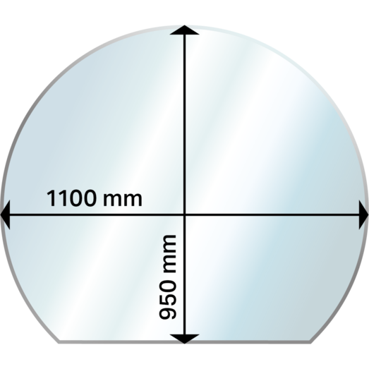 Aduro glasgulvplade rund med bagkant 1100x950x6 mm 