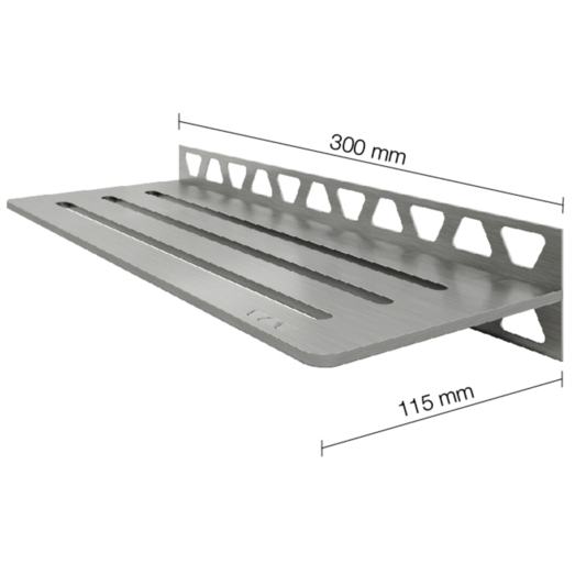 Schlüter Wave sæbehylde rektangulær børstet rustfrit stål 300x115 mm