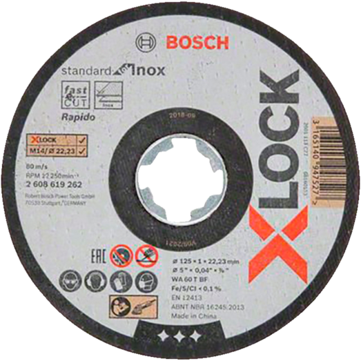 Bosch X-Lock Standard for Inox skæreskive lige 125x1 mm 10 stk