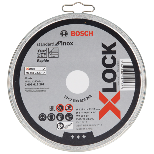Bosch X-Lock Standard for Inox skæreskive lige 125x1 mm 10 stk